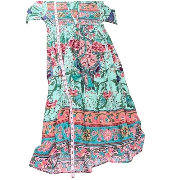 R. Vivimos Women's Boho Floral Retro V Neck Cottagecore Midi Dress - Picture 9 of 10